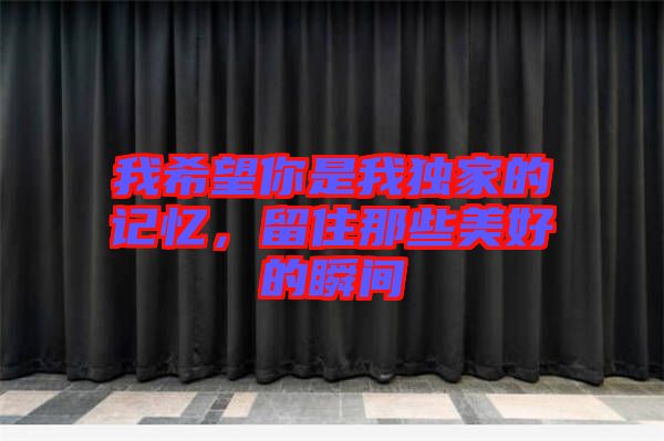 我希望你是我獨家的記憶，留住那些美好的瞬間
