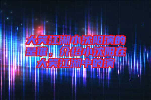 大笑江湖小沈陽演的是誰，介紹小沈陽在大笑江湖中的演