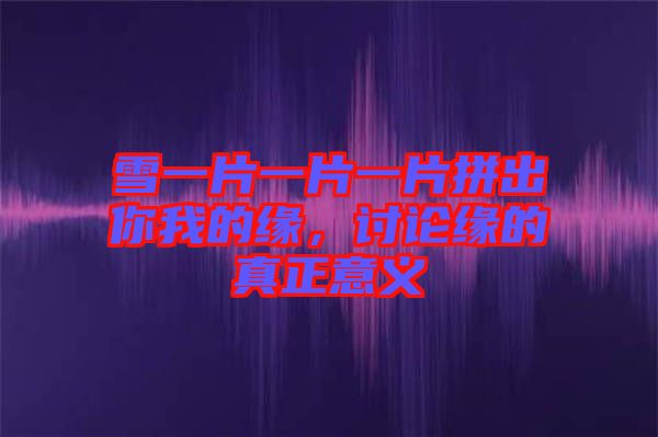 雪一片一片一片拼出你我的緣，討論緣的真正意義