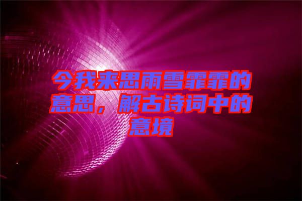 今我來思雨雪霏霏的意思，解古詩詞中的意境