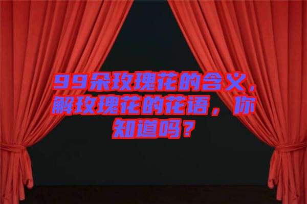 99朵玫瑰花的含義，解玫瑰花的花語，你知道嗎？