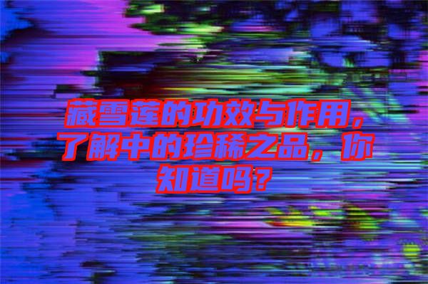 藏雪蓮的功效與作用，了解中的珍稀之品，你知道嗎？