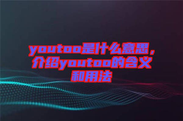 youtoo是什么意思，介紹youtoo的含義和用法