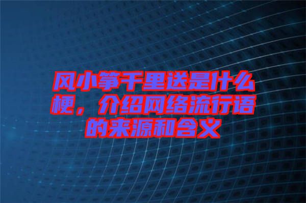 風(fēng)小箏千里送是什么梗，介紹網(wǎng)絡(luò)流行語的來源和含義