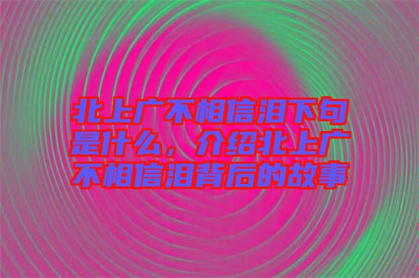 北上廣不相信淚下句是什么，介紹北上廣不相信淚背后的故事