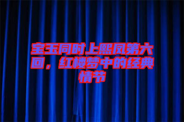 寶玉同時上熙鳳第六回，紅樓夢中的經(jīng)典情節(jié)