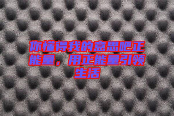 你懂得我的意思吧正能量，用正能量引領(lǐng)生活