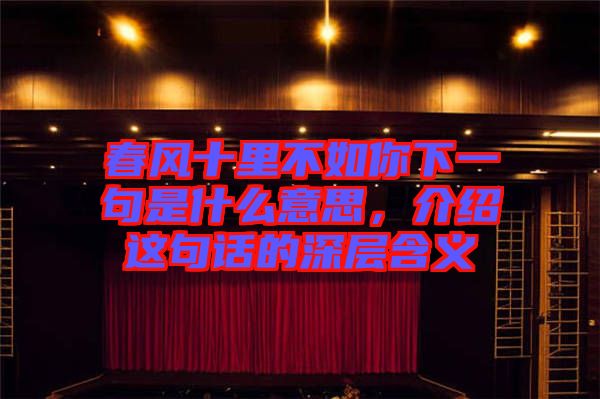 春風(fēng)十里不如你下一句是什么意思，介紹這句話的深層含義