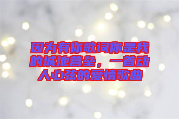 因?yàn)橛心愀柙~你是我的城池營(yíng)壘，一首動(dòng)人心弦的愛(ài)情歌曲