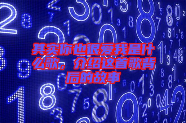 其實(shí)你也很愛我是什么歌，介紹這首歌背后的故事