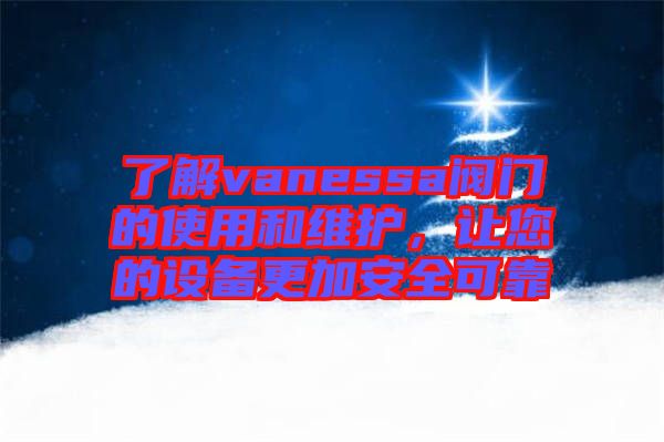 了解vanessa閥門的使用和維護，讓您的設(shè)備更加安全可靠