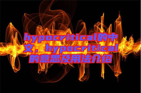 hypocritical的中文，hypocritical的意思及用法介紹