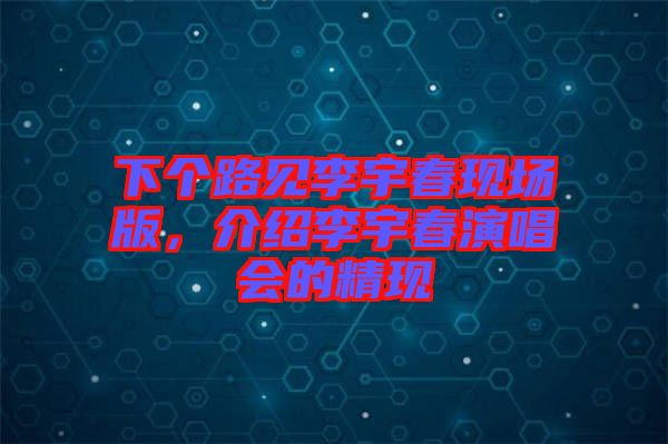 下個(gè)路見李宇春現(xiàn)場版，介紹李宇春演唱會的精現(xiàn)