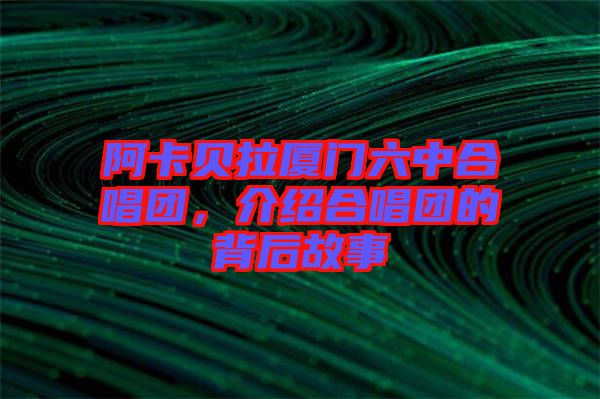 阿卡貝拉廈門六中合唱團(tuán)，介紹合唱團(tuán)的背后故事