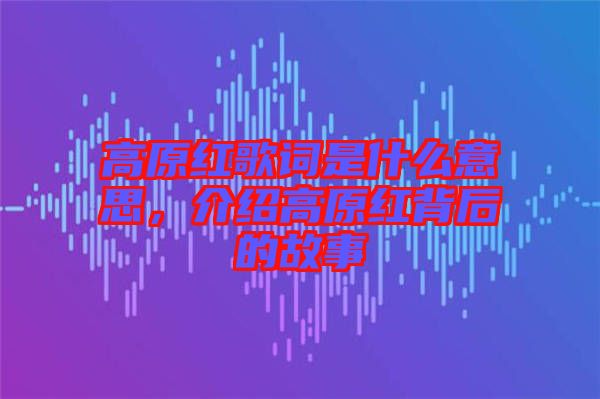 高原紅歌詞是什么意思，介紹高原紅背后的故事