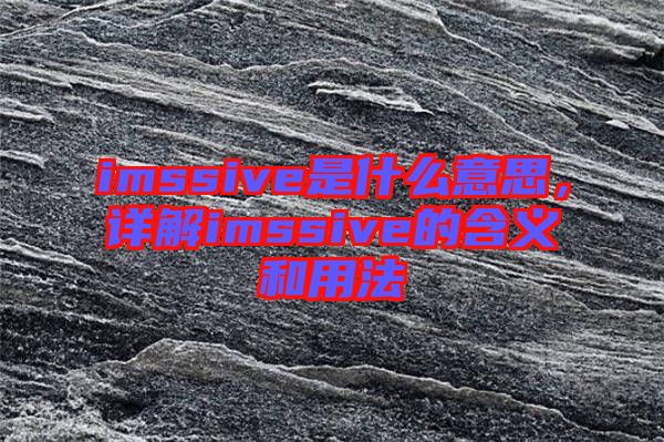 imssive是什么意思，詳解imssive的含義和用法