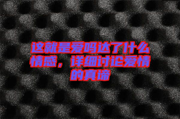 這就是愛嗎達(dá)了什么情感，詳細(xì)討論愛情的真諦