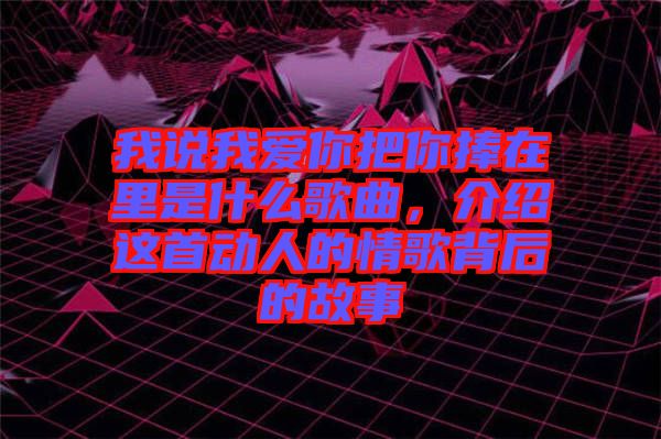 我說我愛你把你捧在里是什么歌曲，介紹這首動人的情歌背后的故事