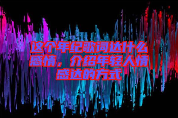 這個年紀歌詞達什么感情，介紹年輕人情感達的方式