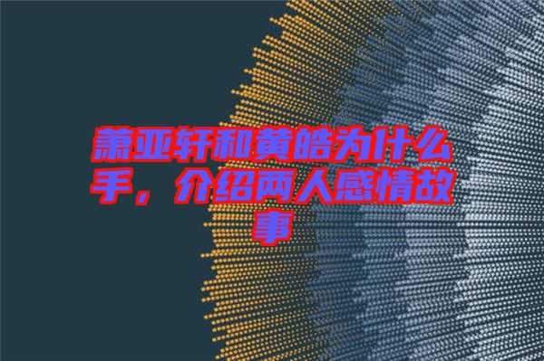 蕭亞軒和黃皓為什么手，介紹兩人感情故事