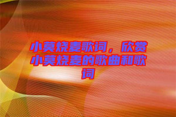 小莫燒麥歌詞，欣賞小莫燒麥的歌曲和歌詞