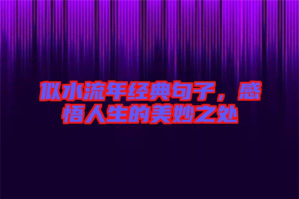 似水流年經(jīng)典句子，感悟人生的美妙之處