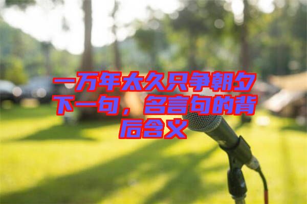 一萬(wàn)年太久只爭(zhēng)朝夕下一句，名言句的背后含義