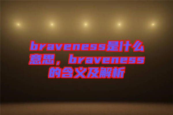 braveness是什么意思，braveness的含義及解析