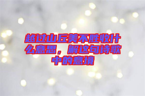越過山丘美不勝收什么意思，解這句詩歌中的意境