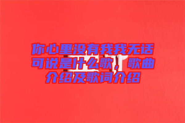 你心里沒有我我無(wú)話可說(shuō)是什么歌，歌曲介紹及歌詞介紹