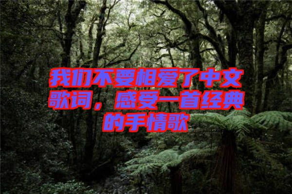 我們不要相愛了中文歌詞，感受一首經(jīng)典的手情歌