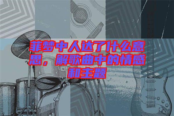 菲夢(mèng)中人達(dá)了什么意思，解歌曲中的情感和主題