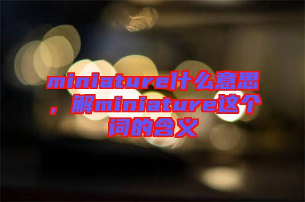 miniature什么意思，解miniature這個詞的含義