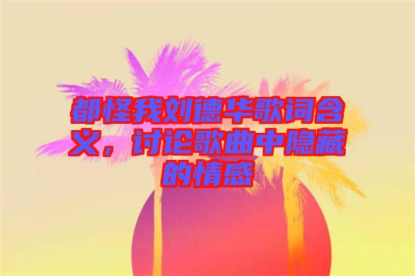 都怪我劉德華歌詞含義，討論歌曲中隱藏的情感