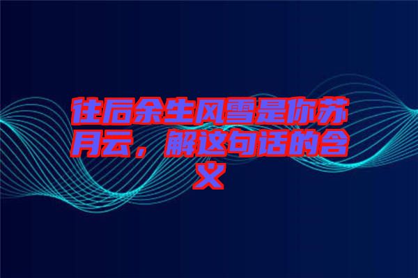 往后余生風(fēng)雪是你蘇月云，解這句話的含義