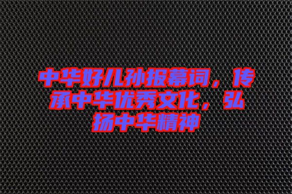 中華好兒孫報幕詞，傳承中華優(yōu)秀文化，弘揚中華精神
