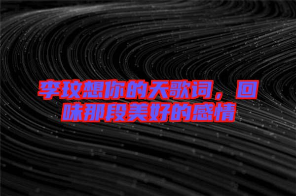 李玟想你的天歌詞，回味那段美好的感情