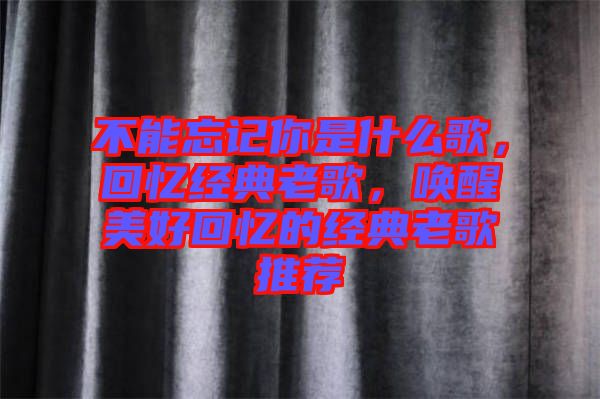 不能忘記你是什么歌，回憶經(jīng)典老歌，喚醒美好回憶的經(jīng)典老歌推薦