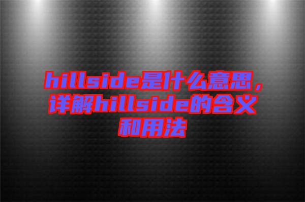 hillside是什么意思，詳解hillside的含義和用法