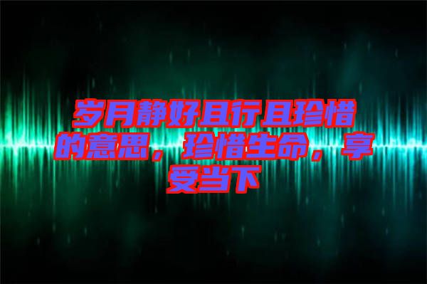 歲月靜好且行且珍惜的意思，珍惜生命，享受當(dāng)下