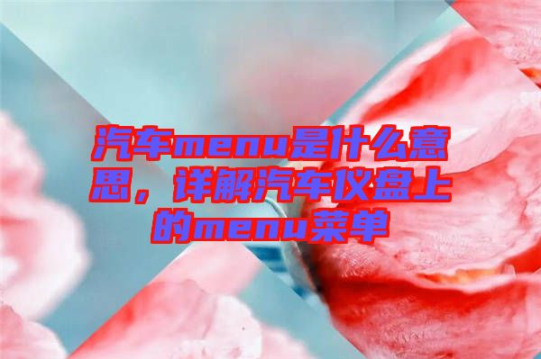 汽車menu是什么意思，詳解汽車儀盤上的menu菜單