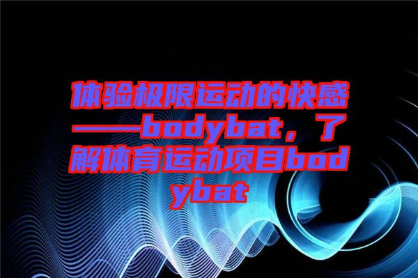 體驗極限運動的快感——bodybat，了解體育運動項目bodybat