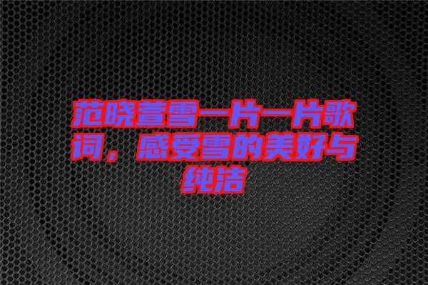 范曉萱雪一片一片歌詞，感受雪的美好與純潔