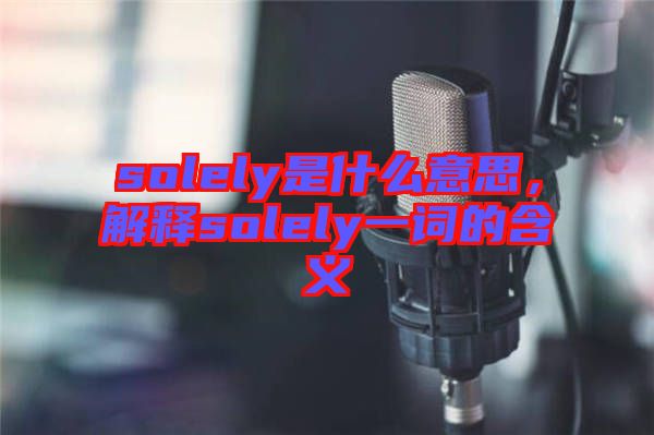 solely是什么意思，解釋solely一詞的含義