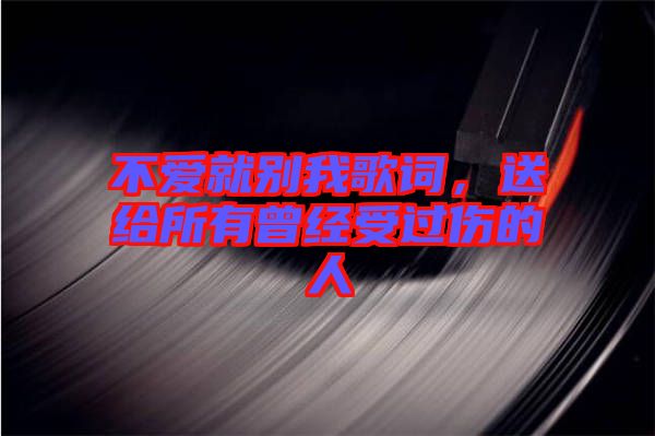 不愛(ài)就別我歌詞，送給所有曾經(jīng)受過(guò)傷的人