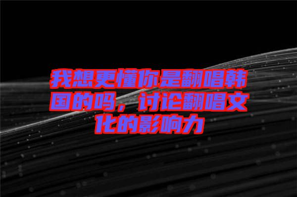 我想更懂你是翻唱韓國的嗎，討論翻唱文化的影響力
