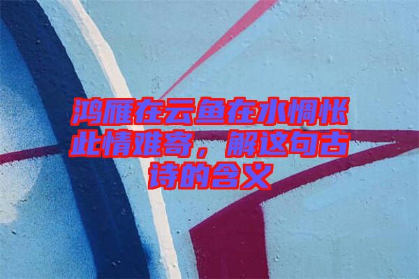 鴻雁在云魚在水惆悵此情難寄，解這句古詩的含義