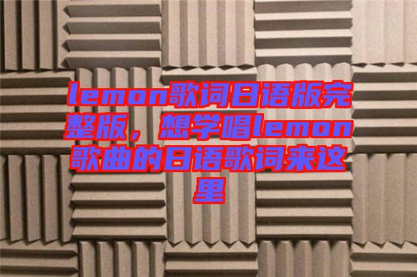 lemon歌詞日語版完整版，想學(xué)唱lemon歌曲的日語歌詞來這里