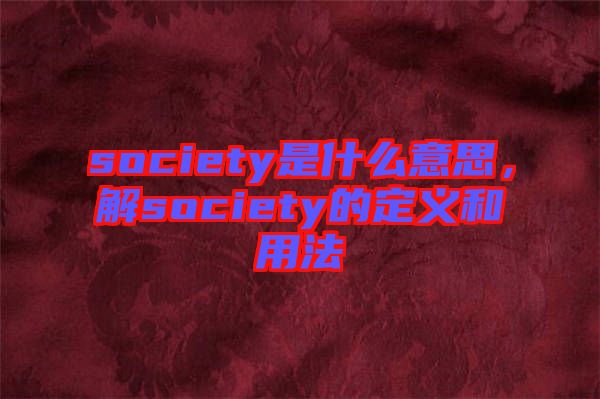 society是什么意思，解society的定義和用法