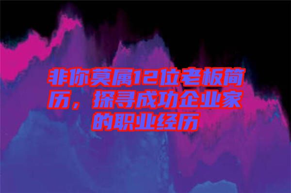 非你莫屬12位老板簡歷，探尋成功企業(yè)家的職業(yè)經(jīng)歷